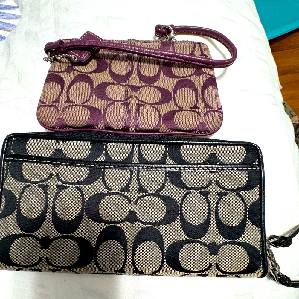 Coach Purple and Black Clutches Signature Collection